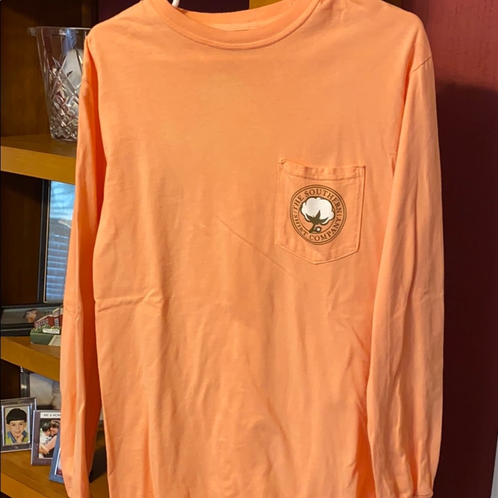 Peach colored, men’s Southern Fried Cotton tshirt
